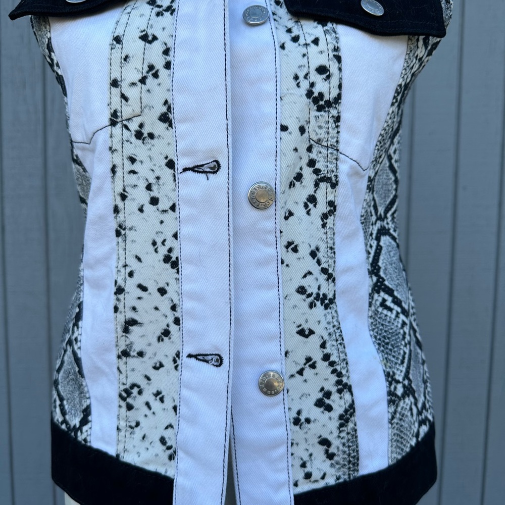 Sandro White Reptile Denim Vest - Picture 4 of 11